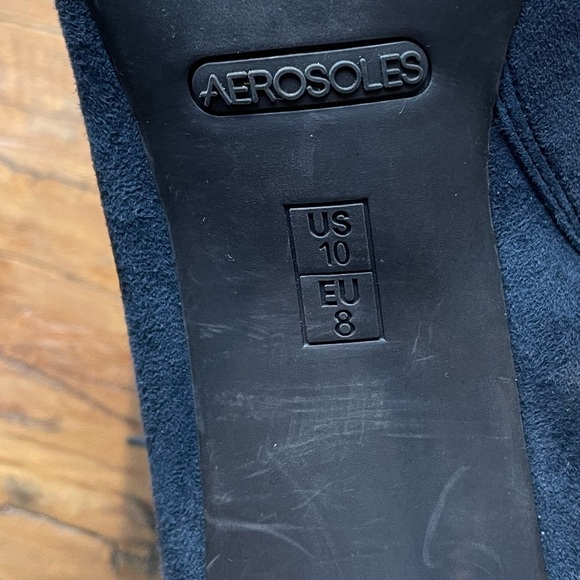 Aerosoles Blue Velvet Pretty Bird Heel Rest Lace Up Peep Toe Boot Size 10 - Picture 7 of 10